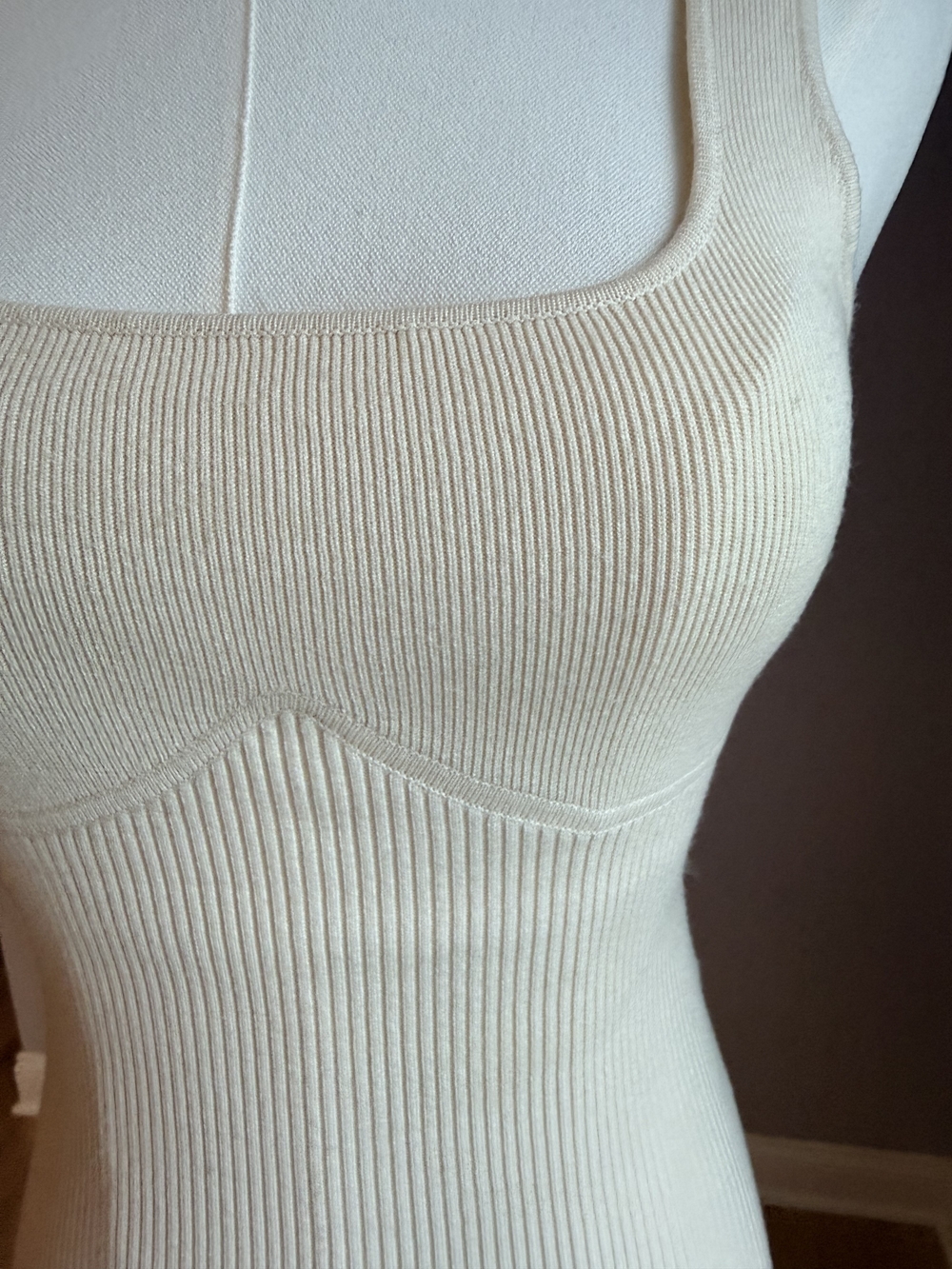 ba&sh Cream Ribbed Square-Neck Bandeau Tank